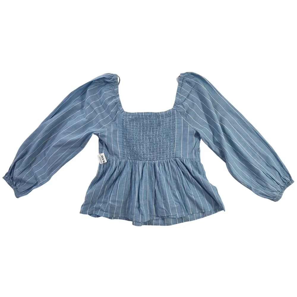 Old Navy Striped Sweetheart Peplum Top Blue White Women Medium New With Tags NWT